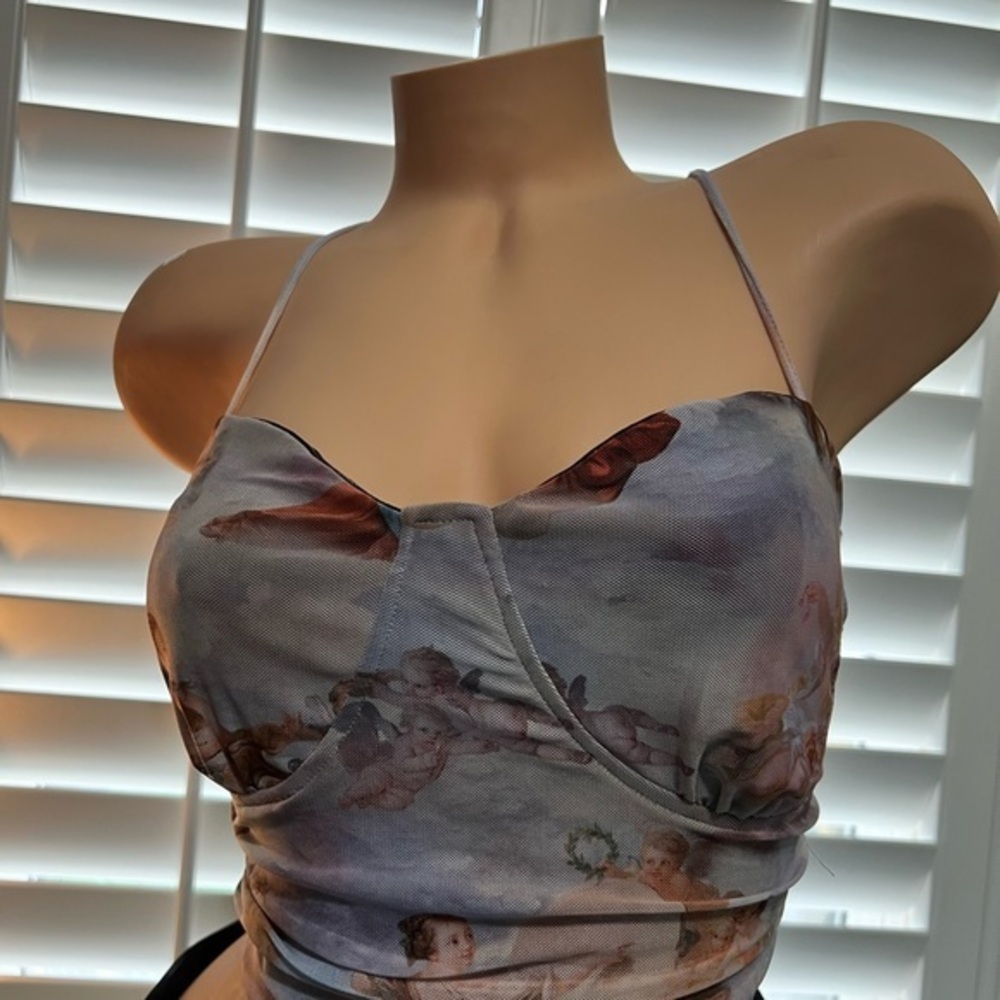 Angel Print Spaghetti Strap Crop Top